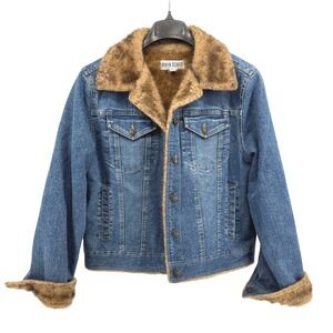 Vtg. Marvin Richards Denim Jacket Faux Fur Collar/Cuffs Pre-Owned Womens Medium
